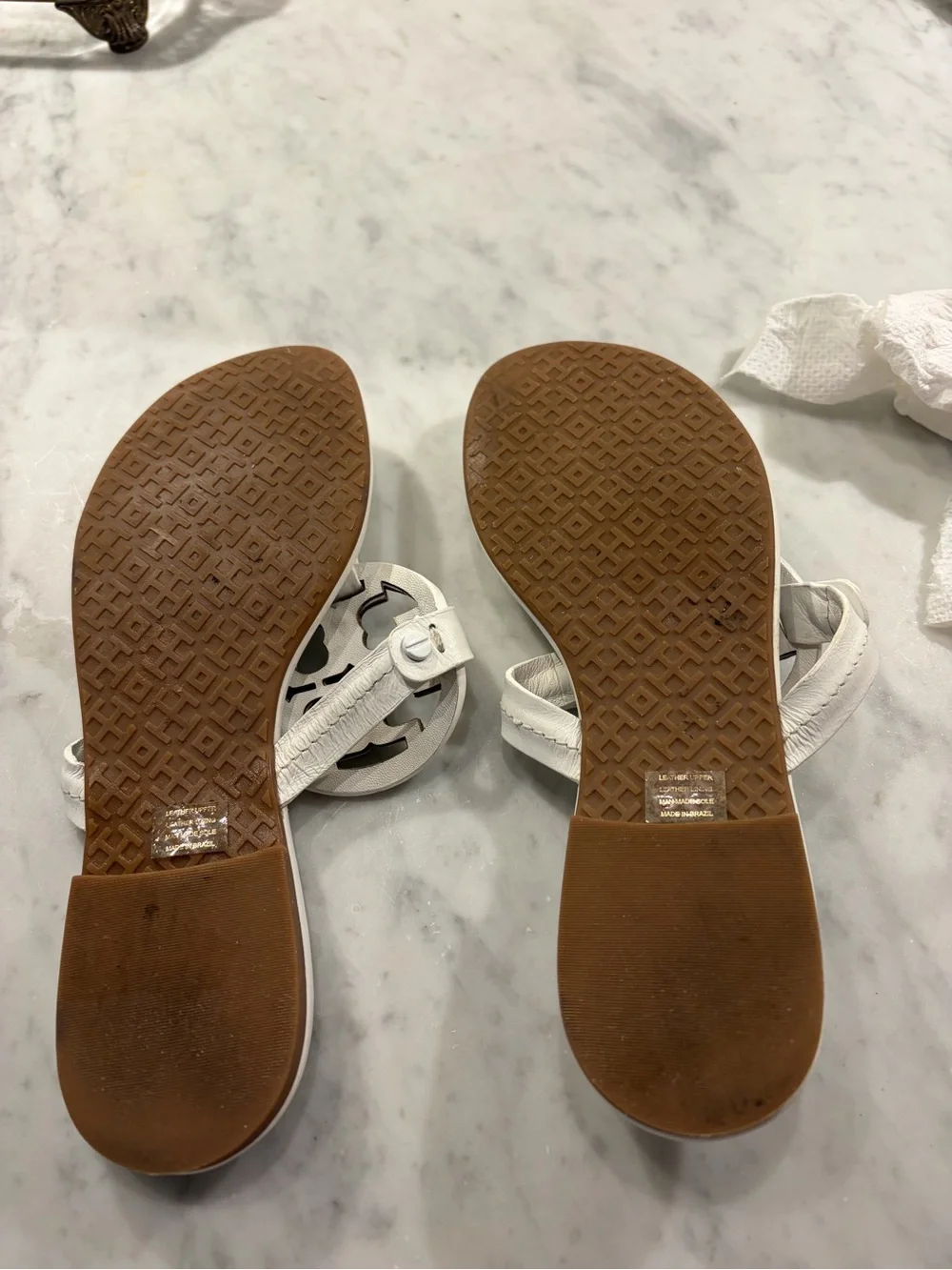 Tory Burch White Logo Thong Sandals Size 4